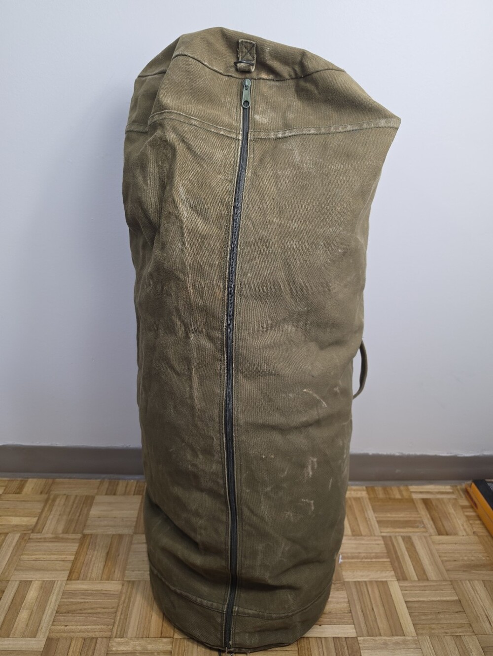 Vintage Large Army Olive Green Canvas Duffle Bag